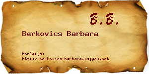 Berkovics Barbara névjegykártya
